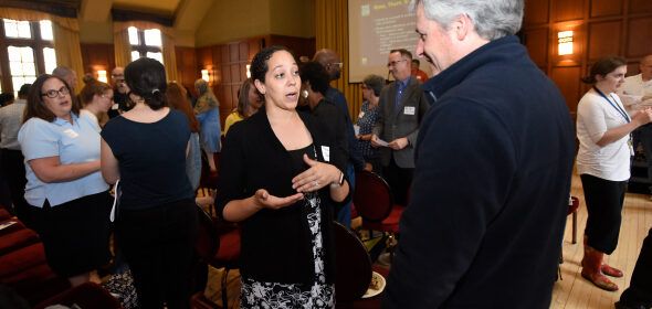 People talking together at an event